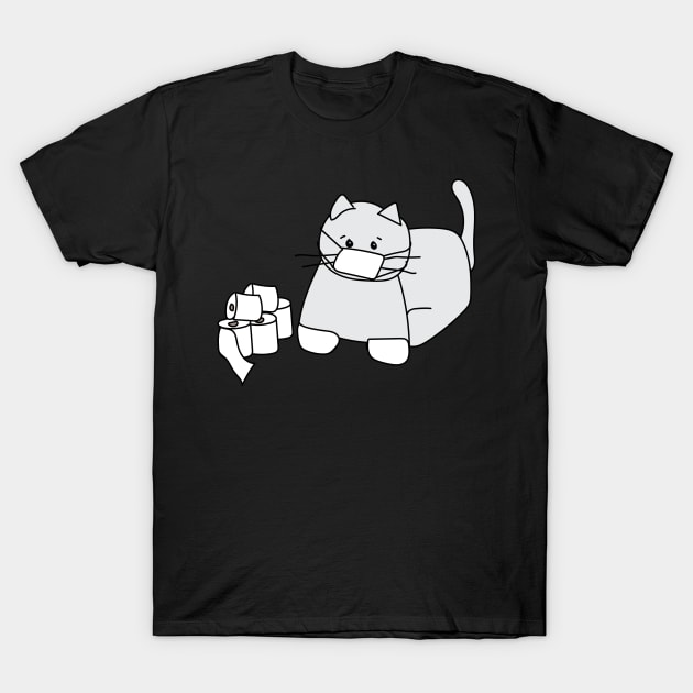 Corona Cat White Gloves Black Back T-Shirt by kristinbell